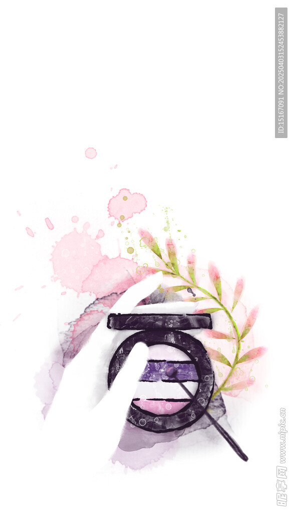  手绘水彩女性美妆护肤品插画