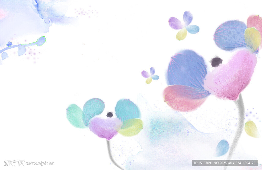 手绘水彩花卉图案插画