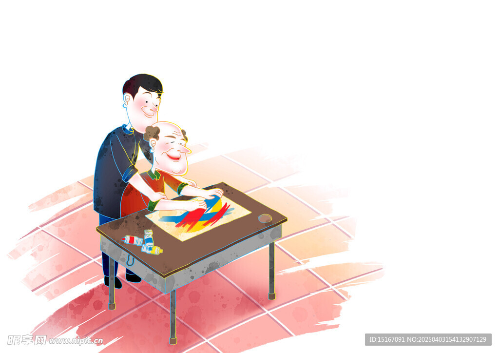 养老院养老服务插画