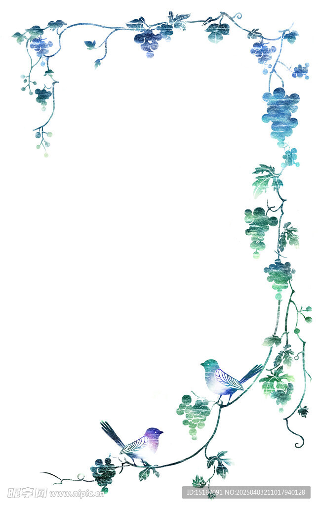 手绘抽象花鸟矢量插画