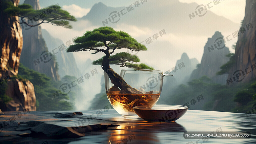 图片风格为国风山水