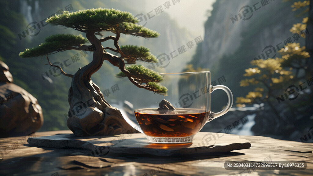 图片风格为国风山水