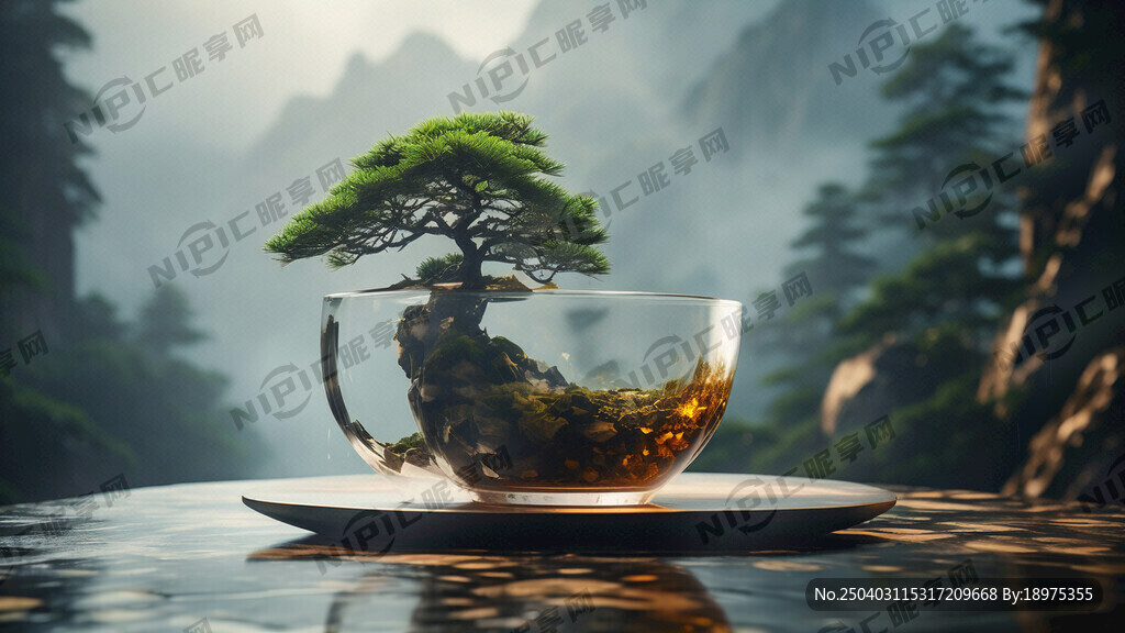 图片风格为国风山水