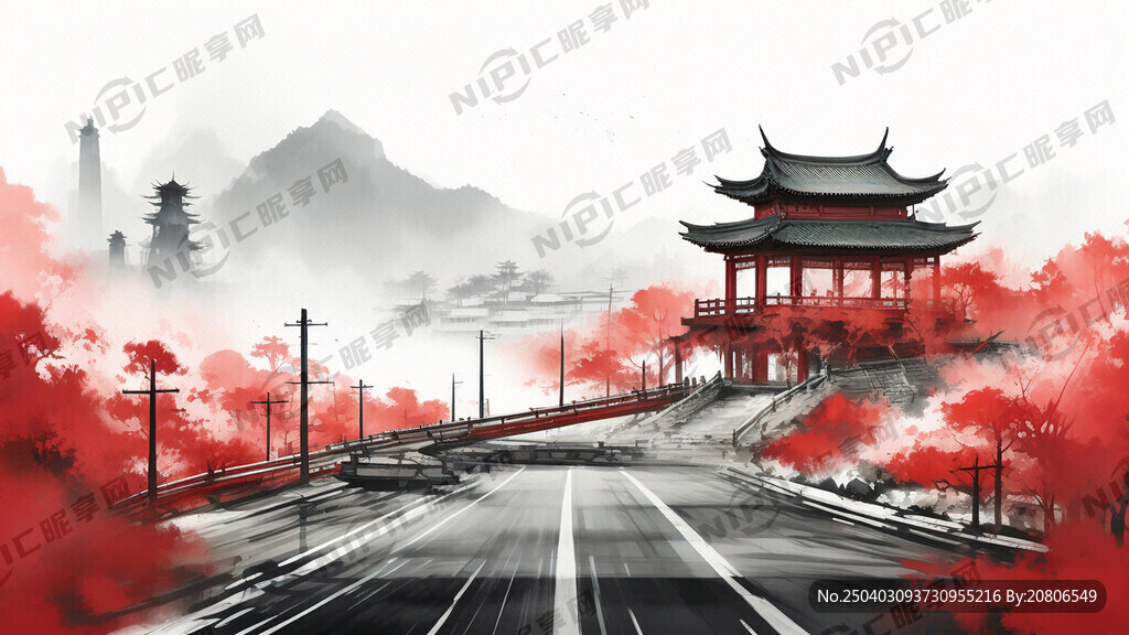 红色背景 高清画面 高速公路底