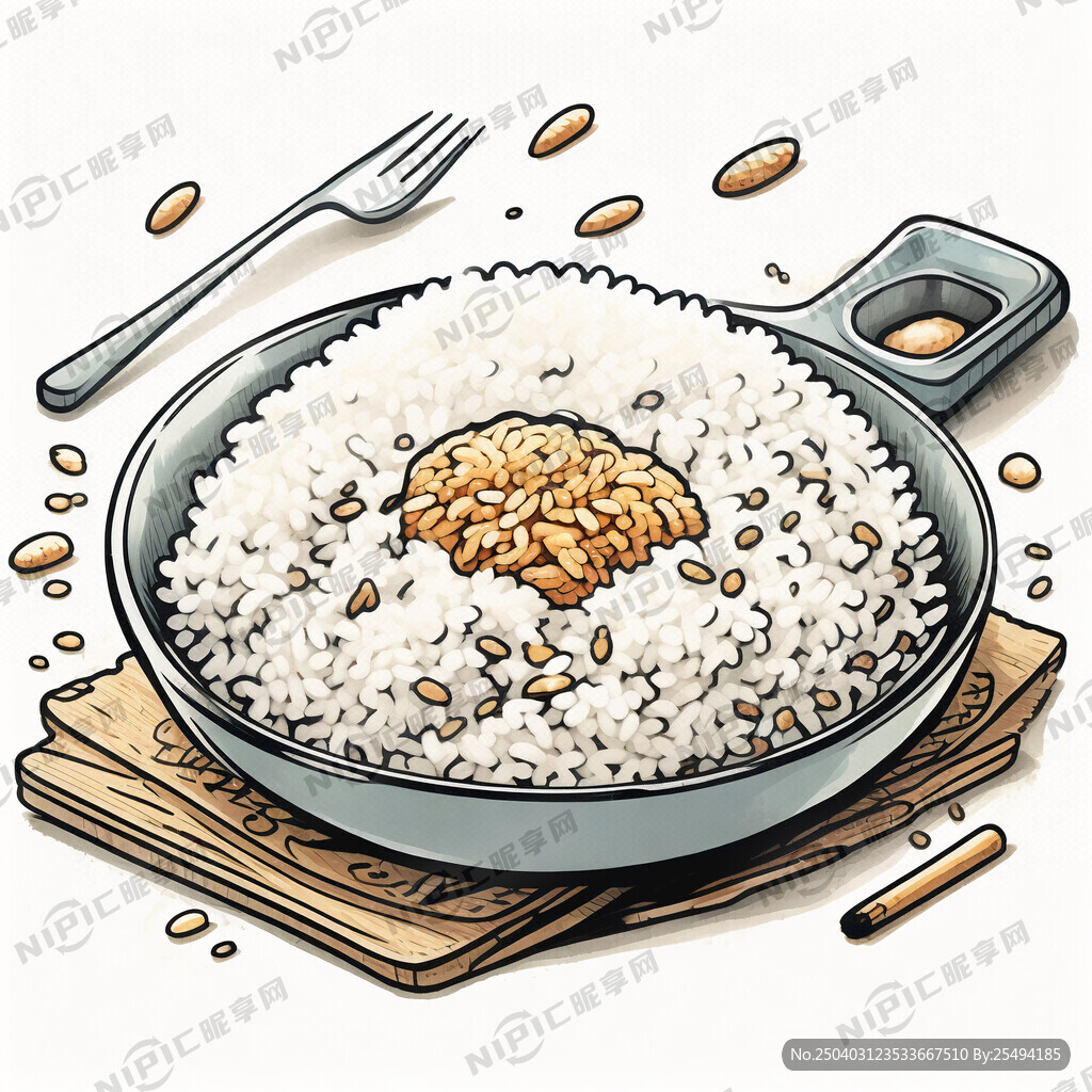 帮我生成一套手绘漫画风格的米饭