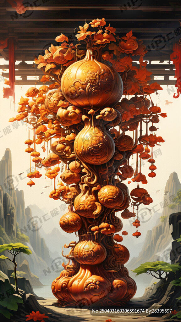 吉祥 葫芦 招财树 背景墙