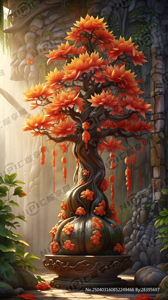 吉祥 招财树 葫芦背景墙