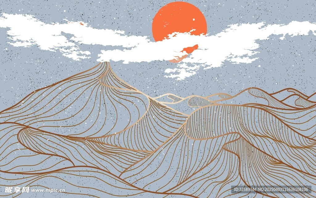  线条山背景墙  