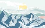   线描山水背景墙 