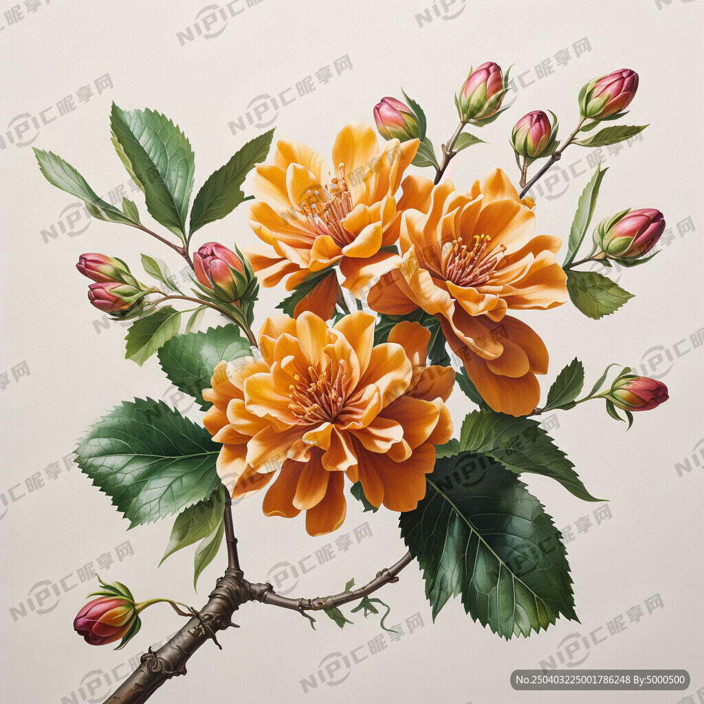枣花 有树枝 色彩丰富