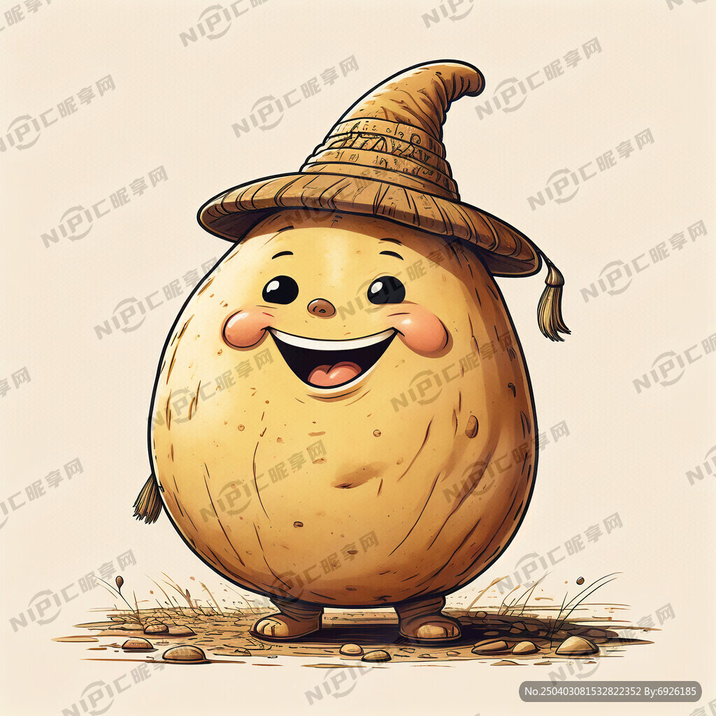 一个胖胖的土豆戴着彝族土司的帽