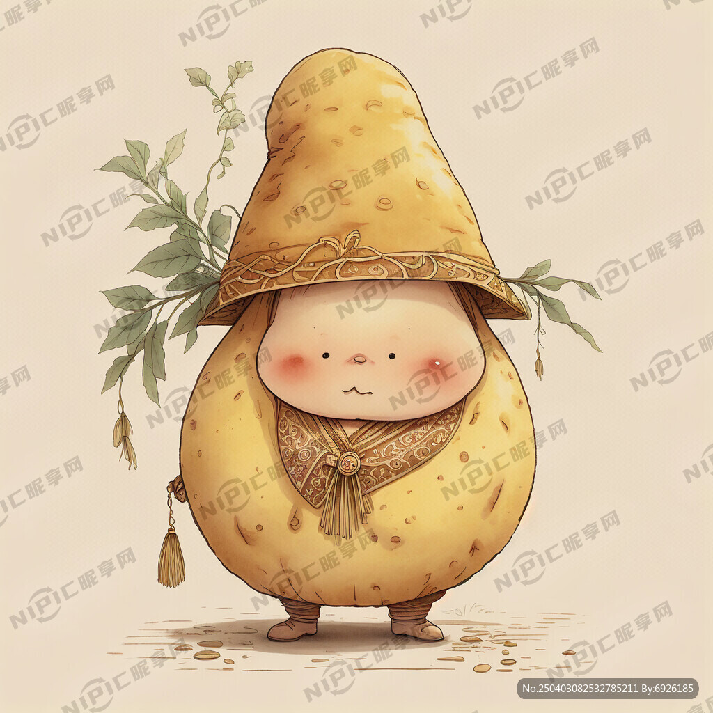 一个胖胖的土豆戴着中国彝族土司