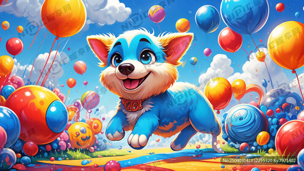 卡通乐园 小汪人 运动 汽球