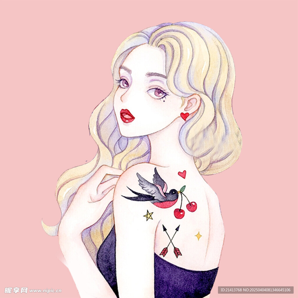 手绘女孩女人