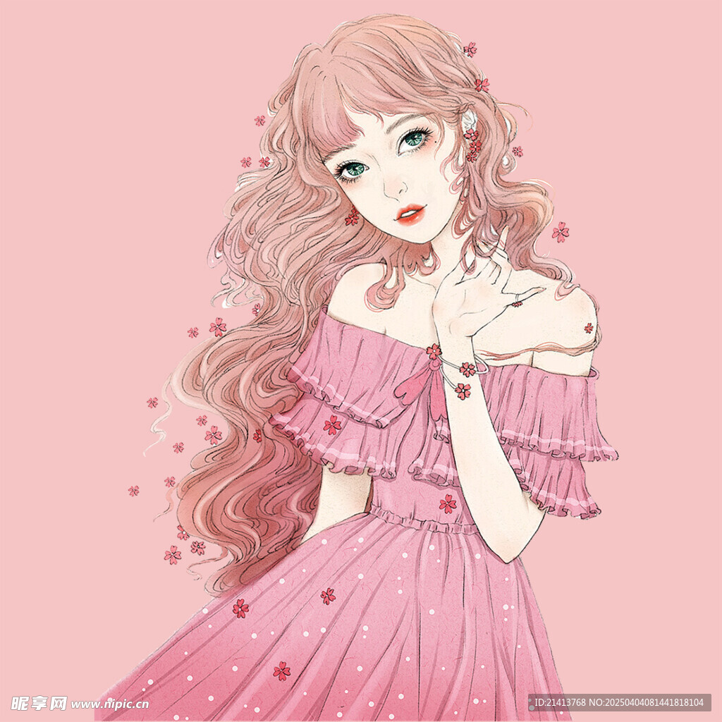 手绘女孩女人