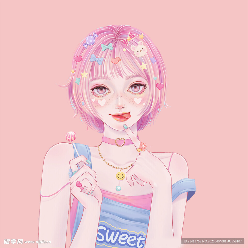 手绘女孩女人