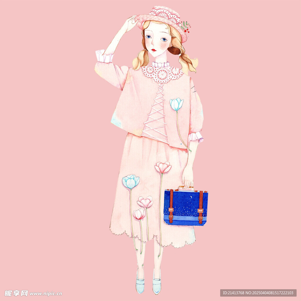 手绘女孩女人