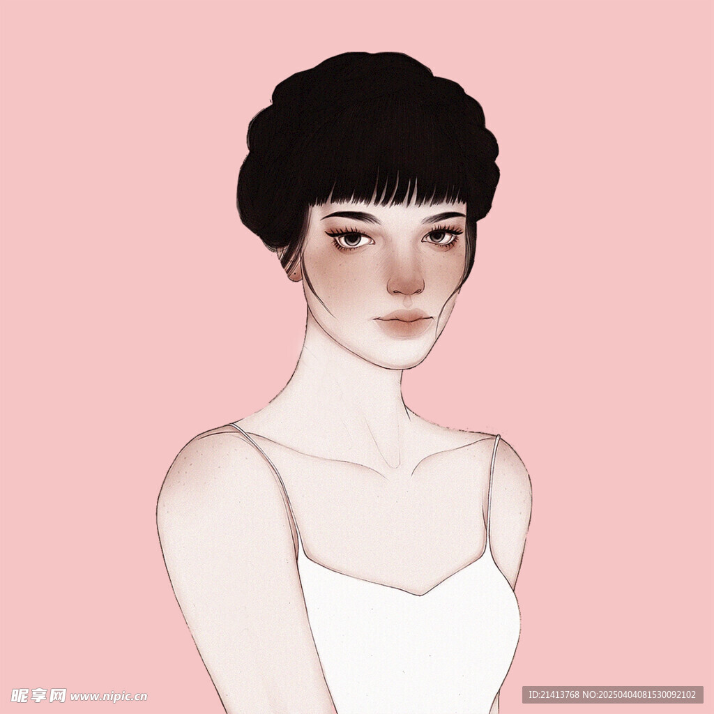 手绘女孩女人