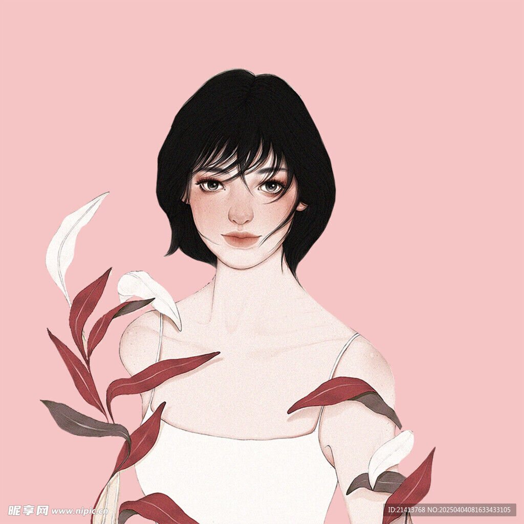 手绘女孩女人