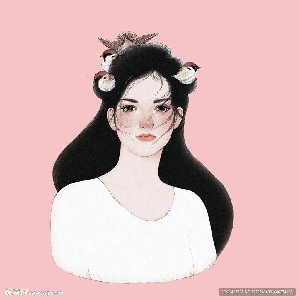 手绘女孩女人