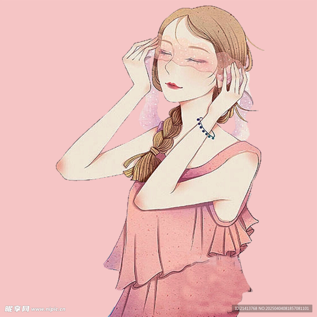 手绘女孩女人