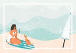 夏季沙滩女孩插图