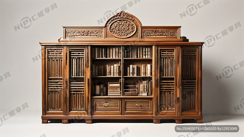 五六十年代中式书橱正面图