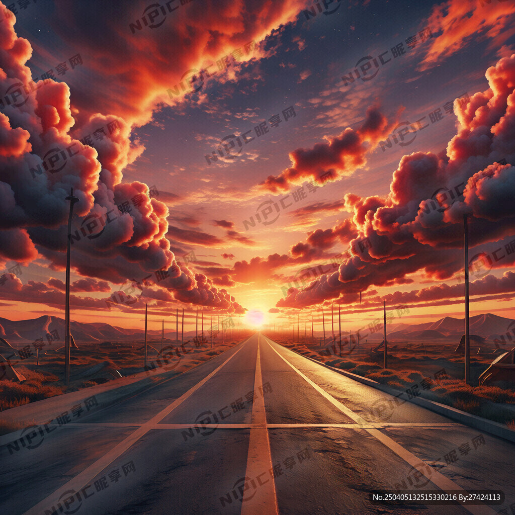 夕阳  马路