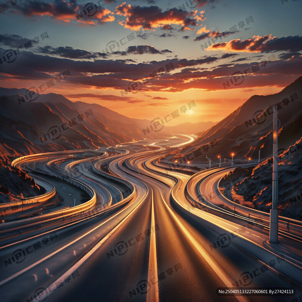 马路  夕阳  高速路
