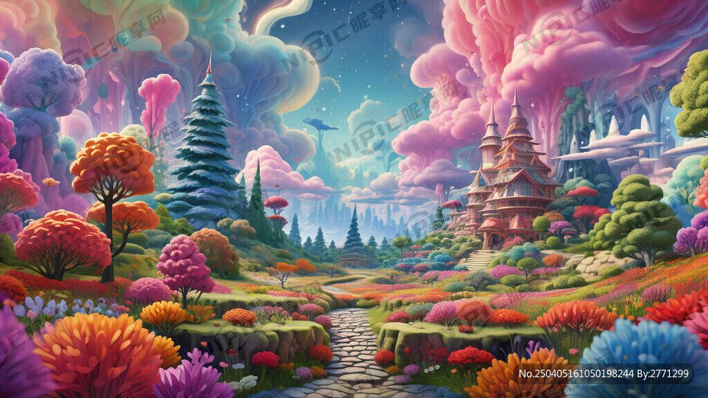 超高层次3D梦幻风景背景 五彩