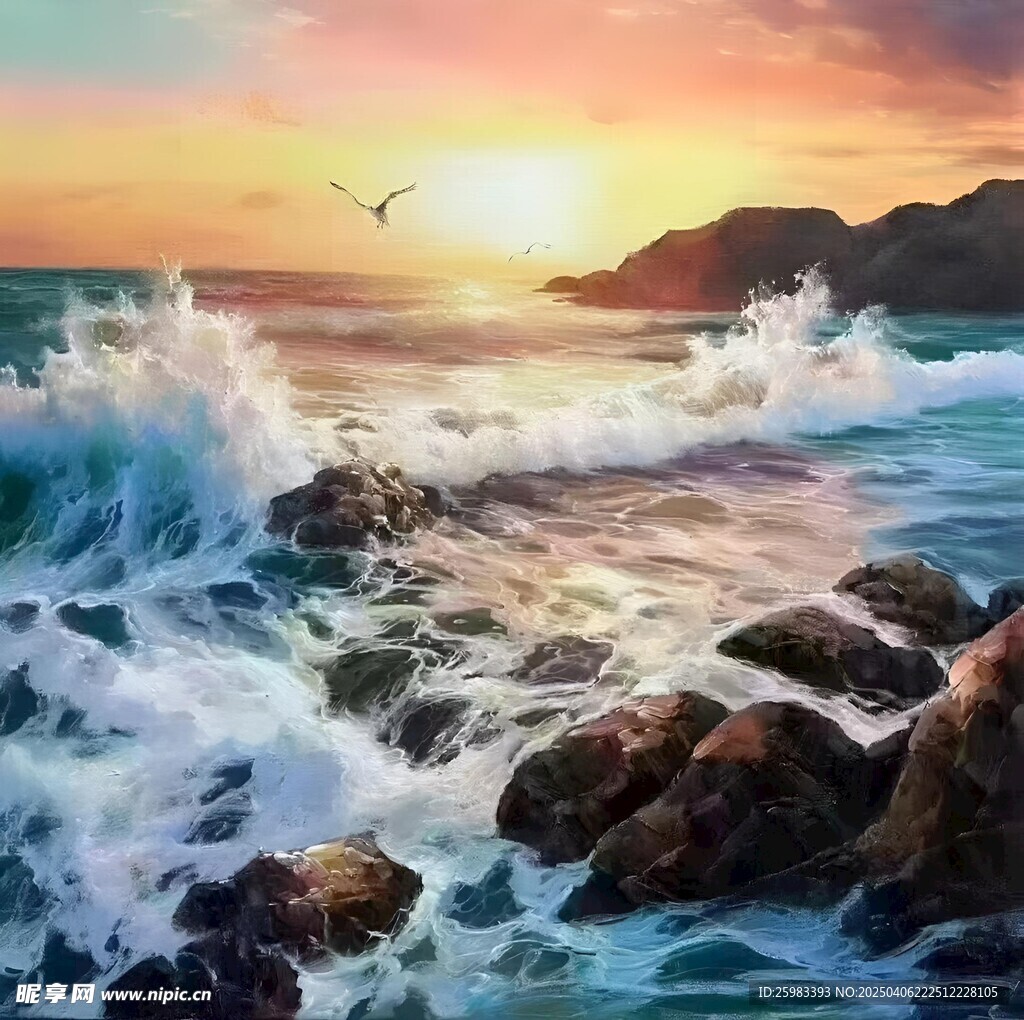 大海油画