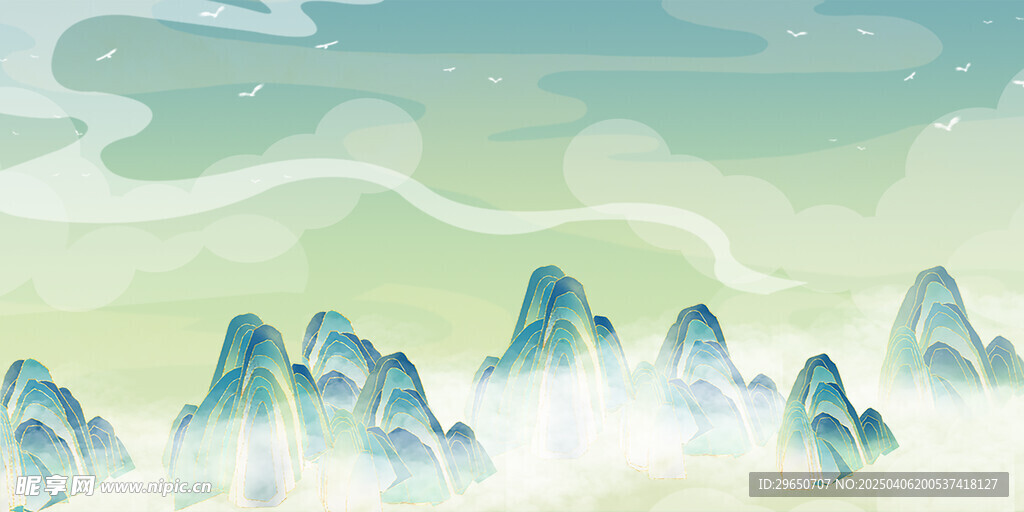 山水插画背景