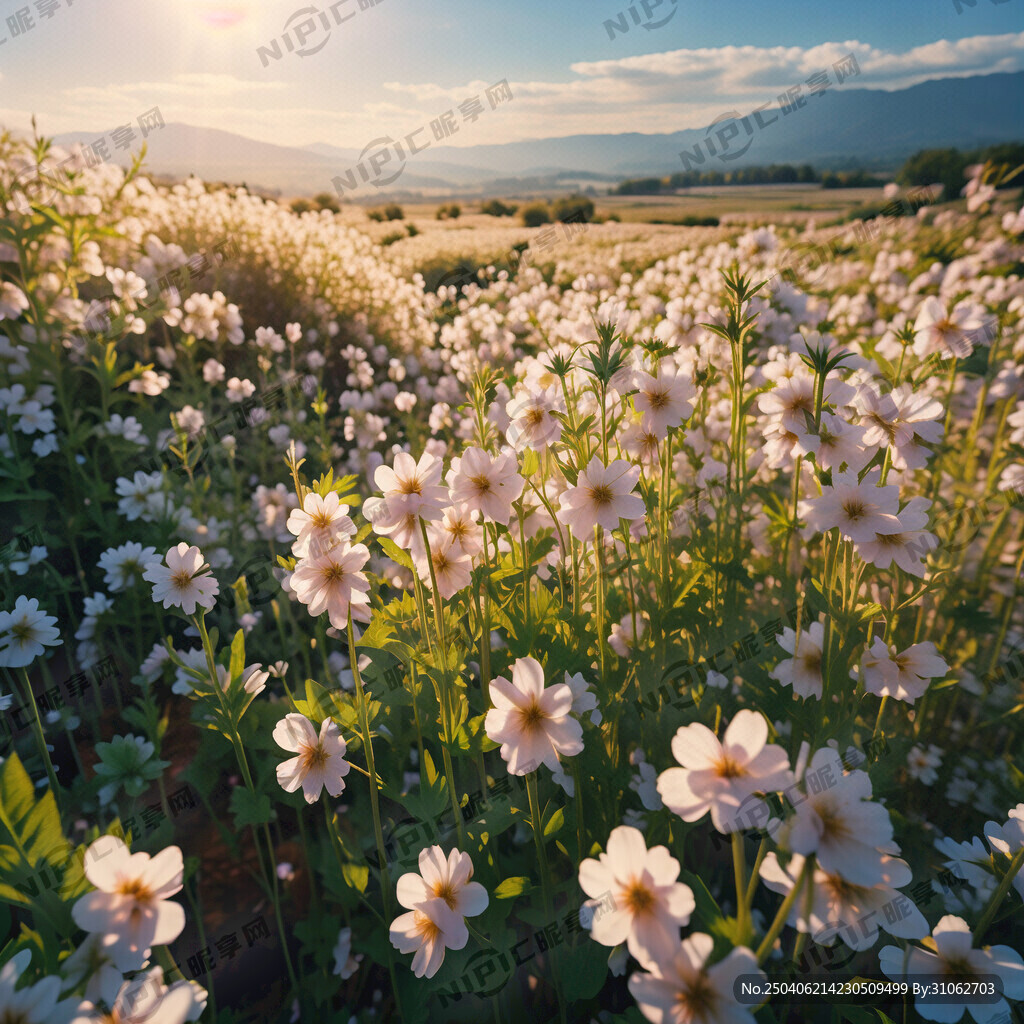 摄影图  荞麦花海
