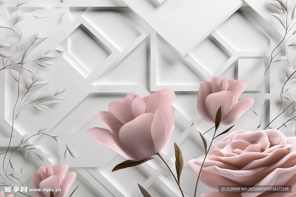 3D花朵背景墙