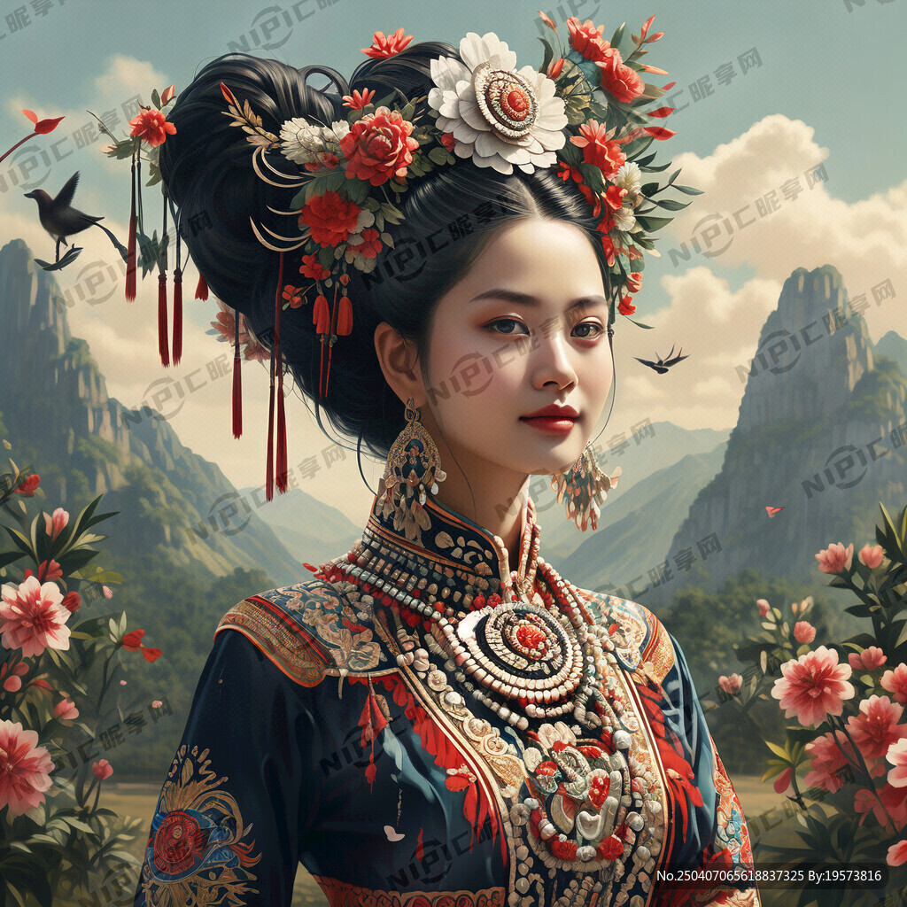 设计一个云南民族风女性形象