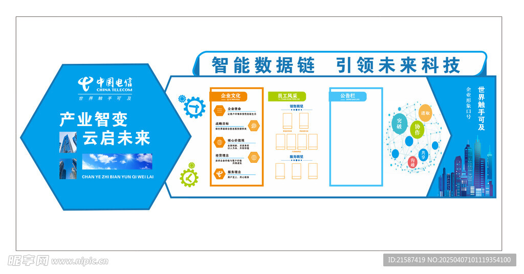 中国电信公司文化墙 