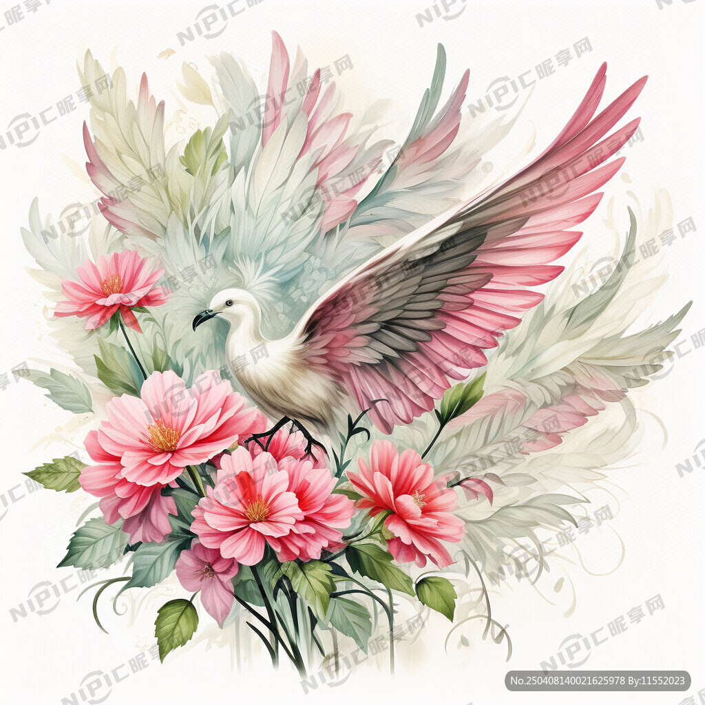 带白色翅膀的清新粉色图