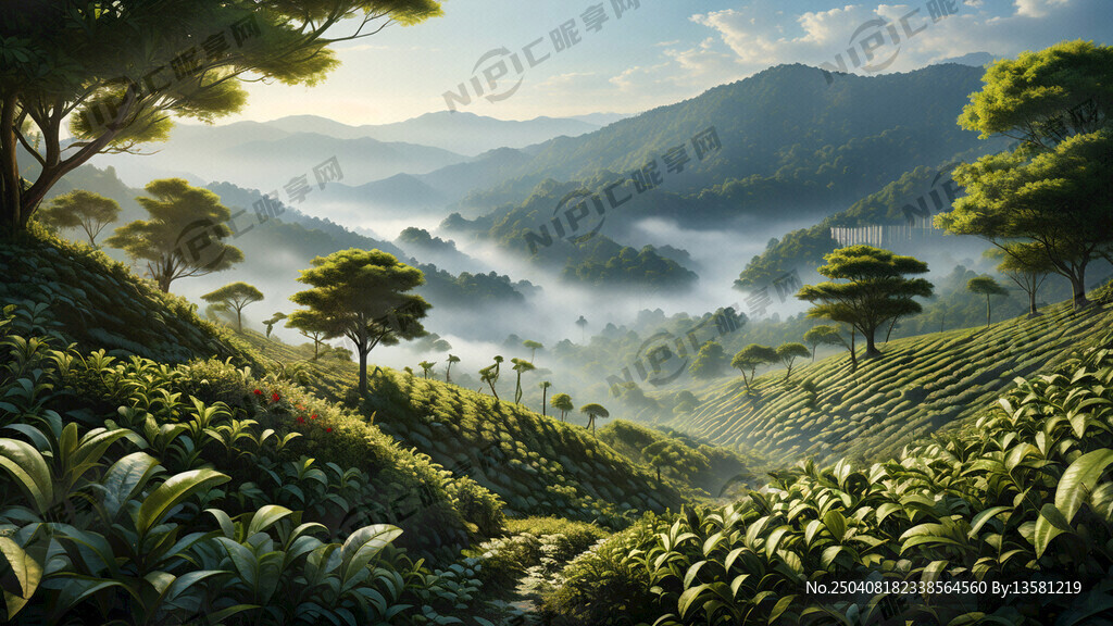 茶山 茶树林 树叶清晰