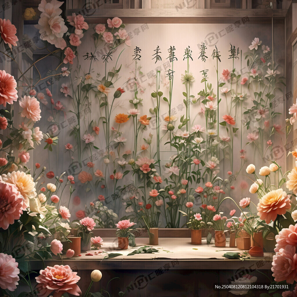 母亲节插花活动签到墙