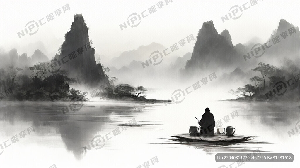 山谷 中国风 中国画 山水