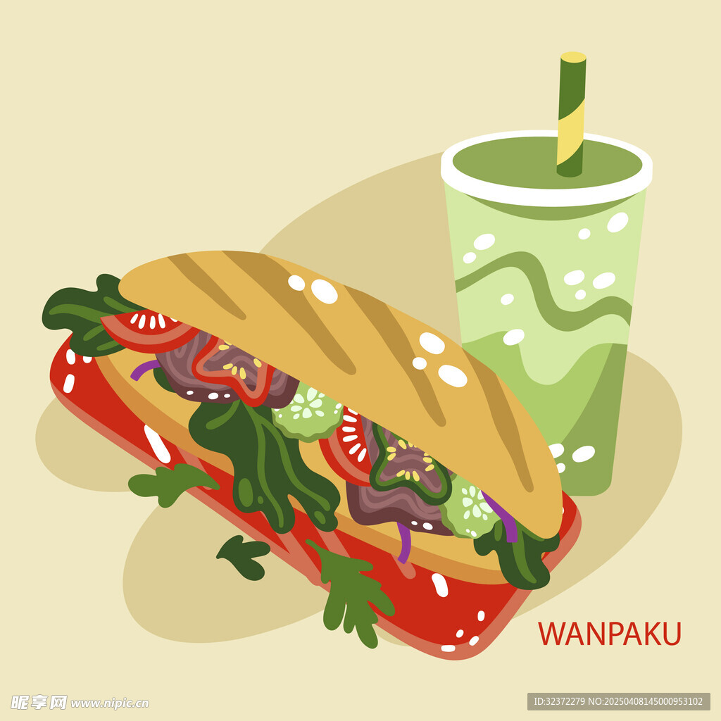 热狗堡插画