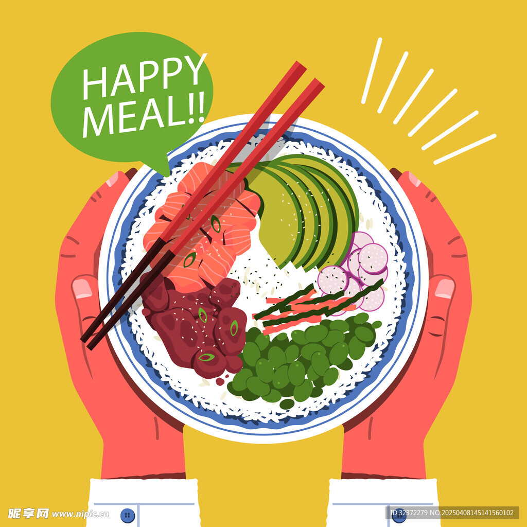 美食手绘插画