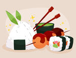 美食手绘插画