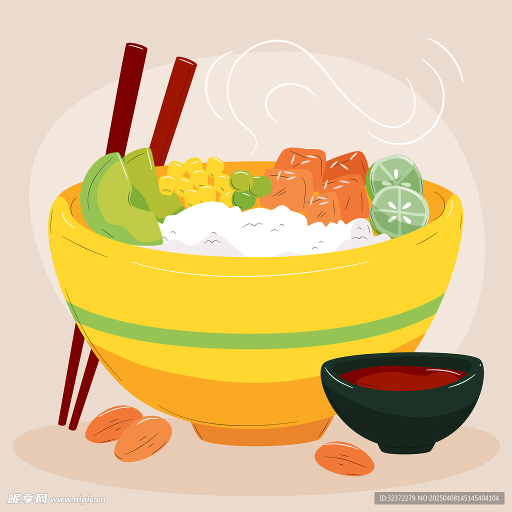 美食手绘插画