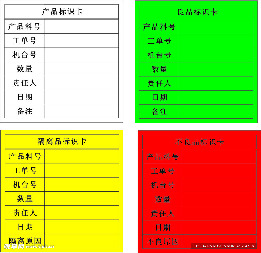产品标识卡