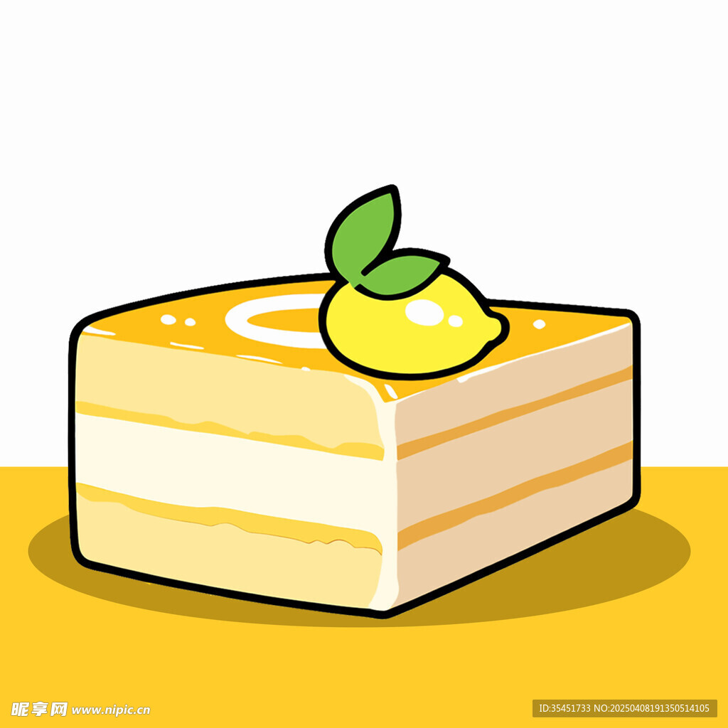 手绘卡通创意柠檬蛋糕
