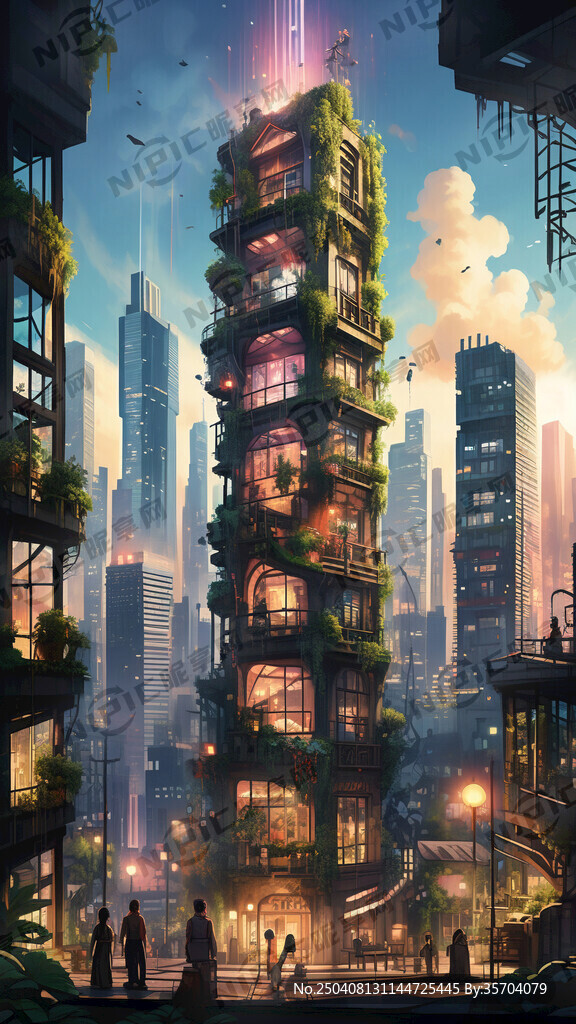 摩登高楼作为背景画面 气氛热闹