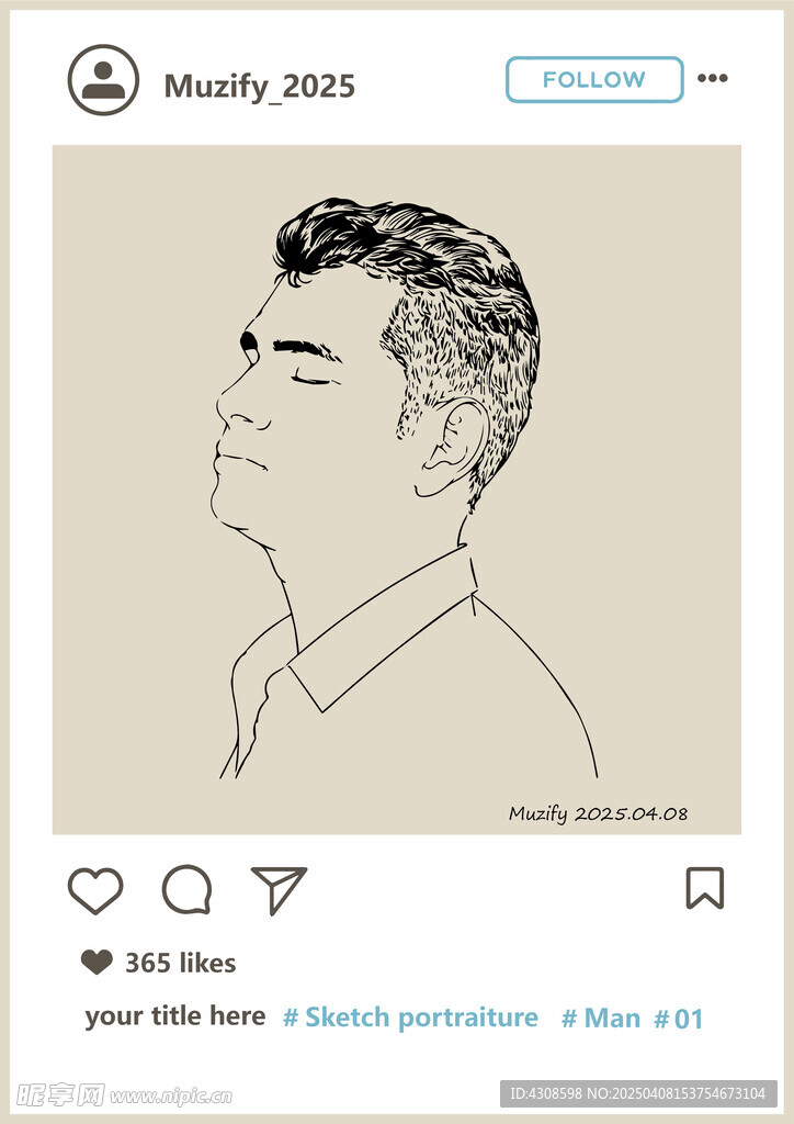 人物肖像画手绘稿