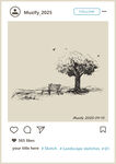 树下长椅手绘稿