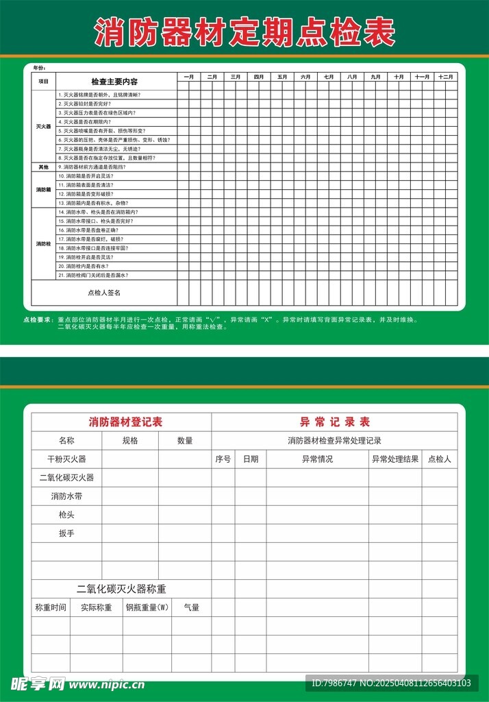 消防器材点检表